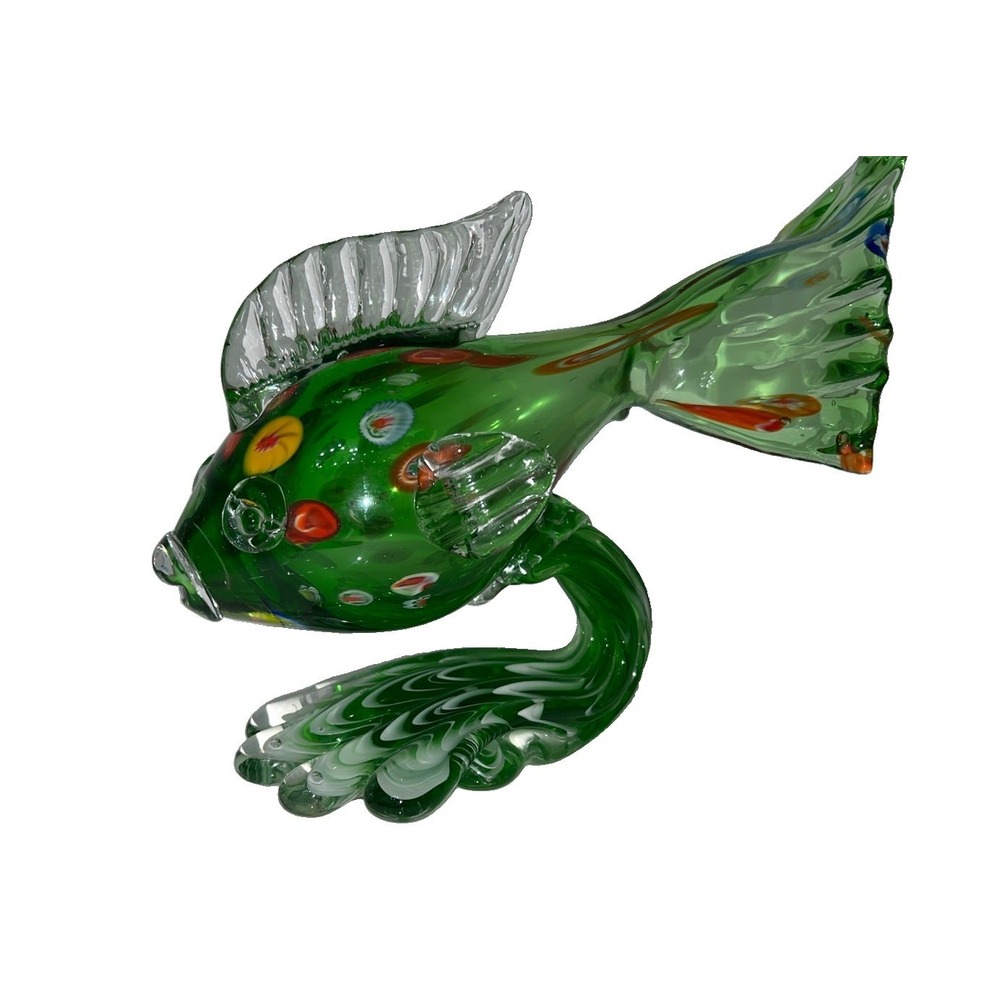 (5)Style‎ Art Glass Fish Figurine Green